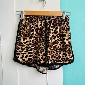 Leopard Print Drawstring Elastic Waist Shorts